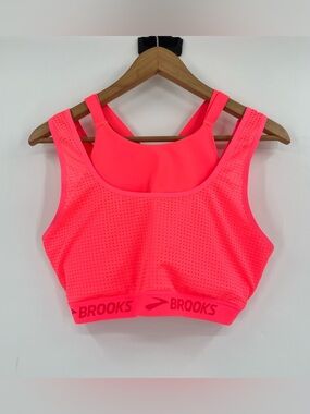 Brooks Neon Pink double layer Sports Bra XXL High Support Strappy Gym Workout